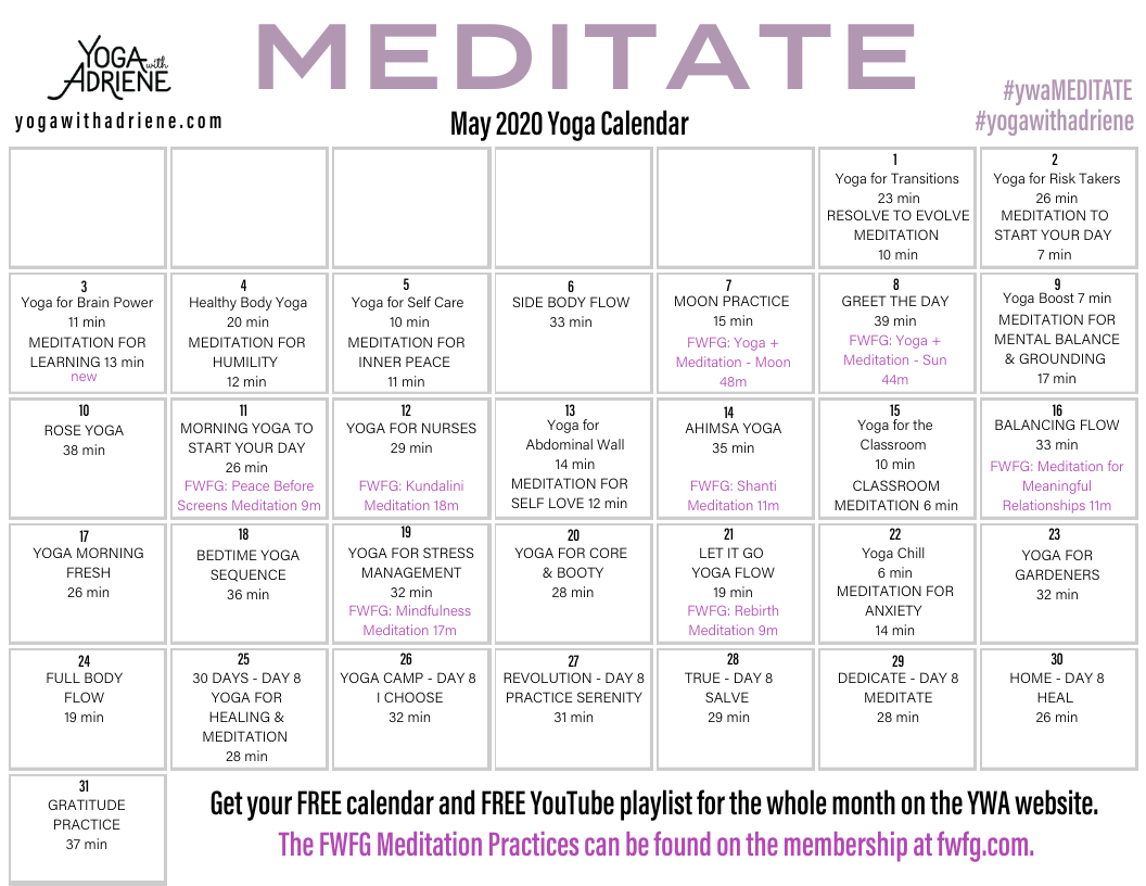 May-2020-Yoga-Calendar | Yoga With Adriene