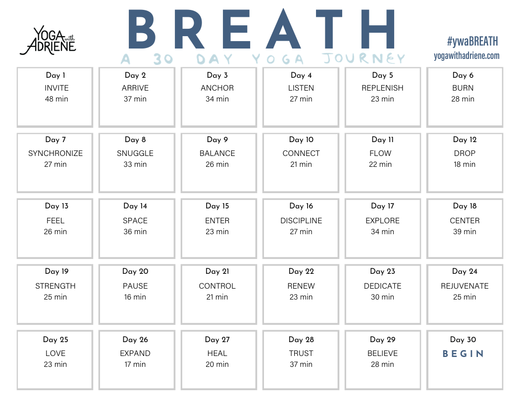 Yoga With Adriene Breath Calendar