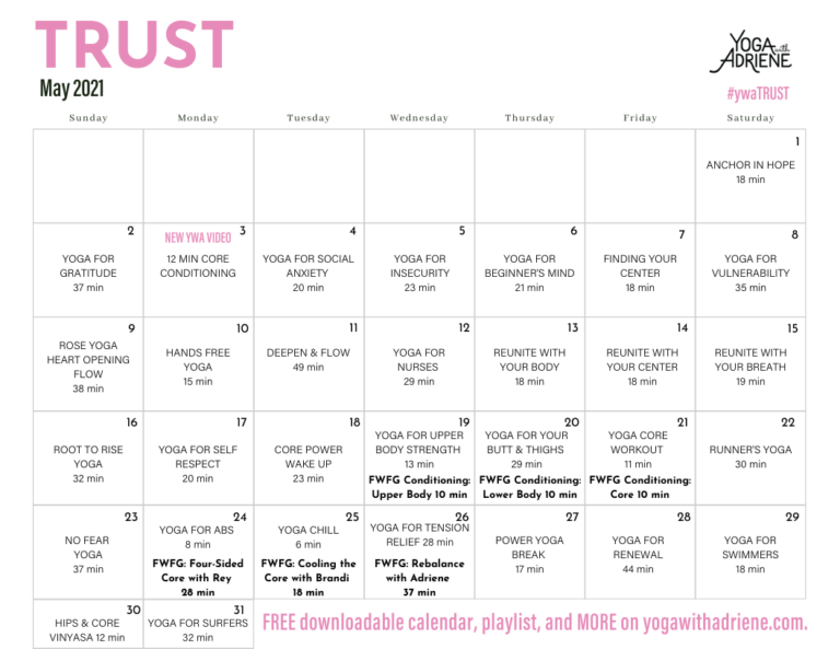 Yoga With Adriene May Calendar 2024 Easy to Use Calendar App 2024